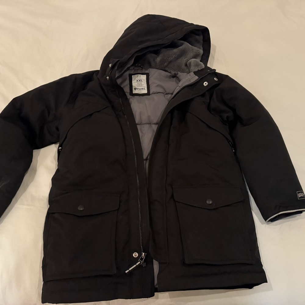 GAP Black and Gray Hooded Parka